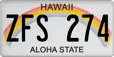 HI license plate ZFS274