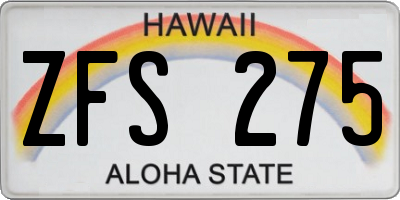 HI license plate ZFS275