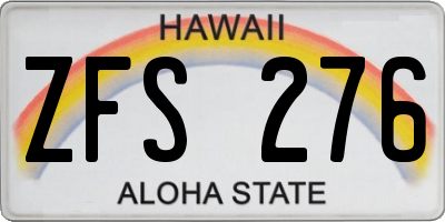 HI license plate ZFS276