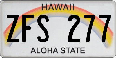 HI license plate ZFS277