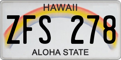 HI license plate ZFS278