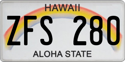 HI license plate ZFS280