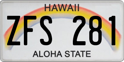 HI license plate ZFS281