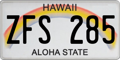 HI license plate ZFS285