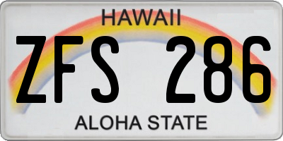 HI license plate ZFS286