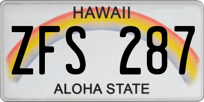 HI license plate ZFS287