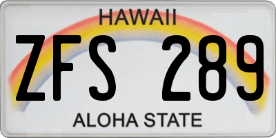 HI license plate ZFS289