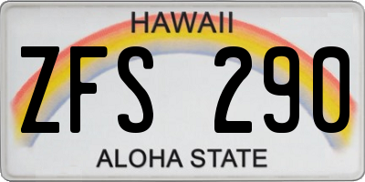 HI license plate ZFS290