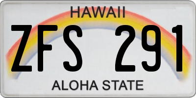 HI license plate ZFS291