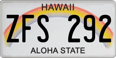 HI license plate ZFS292