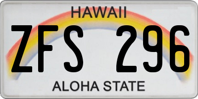 HI license plate ZFS296
