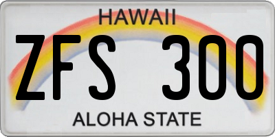 HI license plate ZFS300
