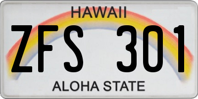 HI license plate ZFS301