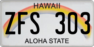 HI license plate ZFS303