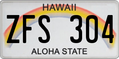 HI license plate ZFS304