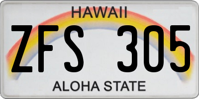 HI license plate ZFS305