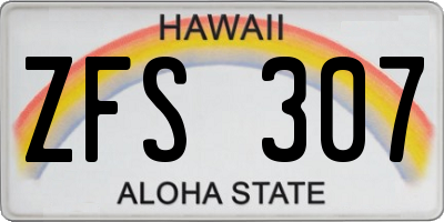 HI license plate ZFS307