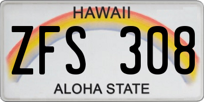 HI license plate ZFS308