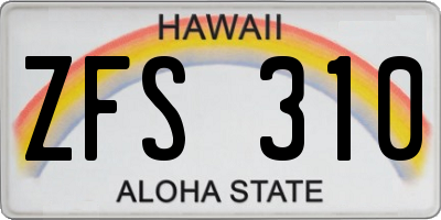 HI license plate ZFS310