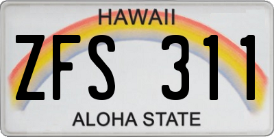 HI license plate ZFS311