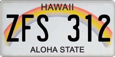 HI license plate ZFS312