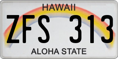HI license plate ZFS313
