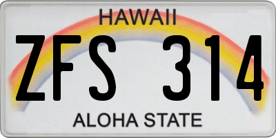 HI license plate ZFS314
