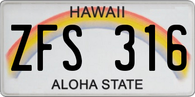 HI license plate ZFS316