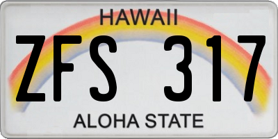 HI license plate ZFS317