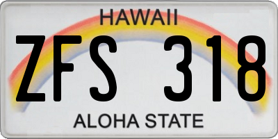 HI license plate ZFS318