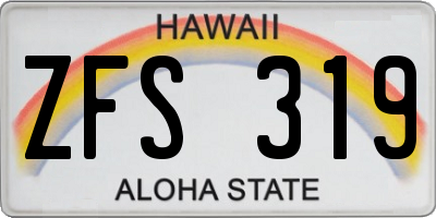 HI license plate ZFS319