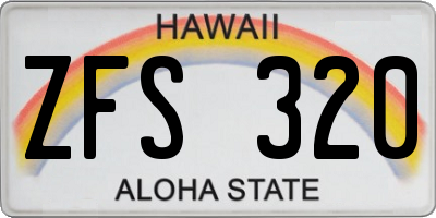 HI license plate ZFS320