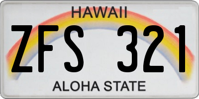 HI license plate ZFS321