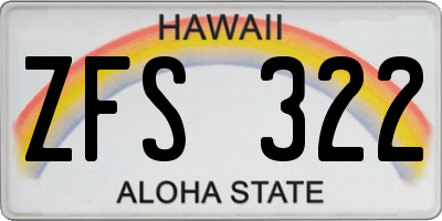 HI license plate ZFS322