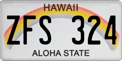 HI license plate ZFS324