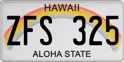 HI license plate ZFS325