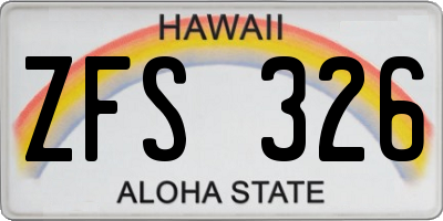 HI license plate ZFS326