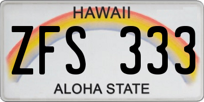 HI license plate ZFS333