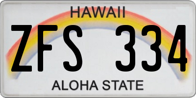 HI license plate ZFS334