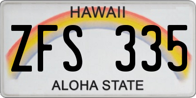 HI license plate ZFS335