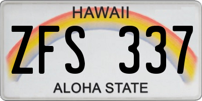 HI license plate ZFS337