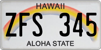 HI license plate ZFS345