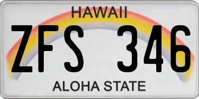 HI license plate ZFS346