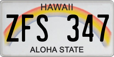HI license plate ZFS347