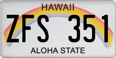 HI license plate ZFS351