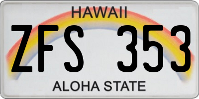 HI license plate ZFS353