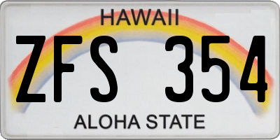 HI license plate ZFS354