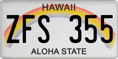 HI license plate ZFS355