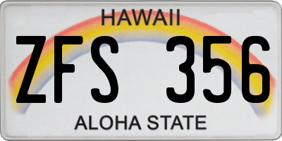 HI license plate ZFS356
