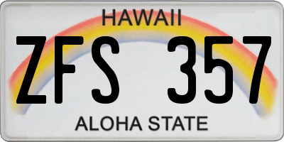 HI license plate ZFS357
